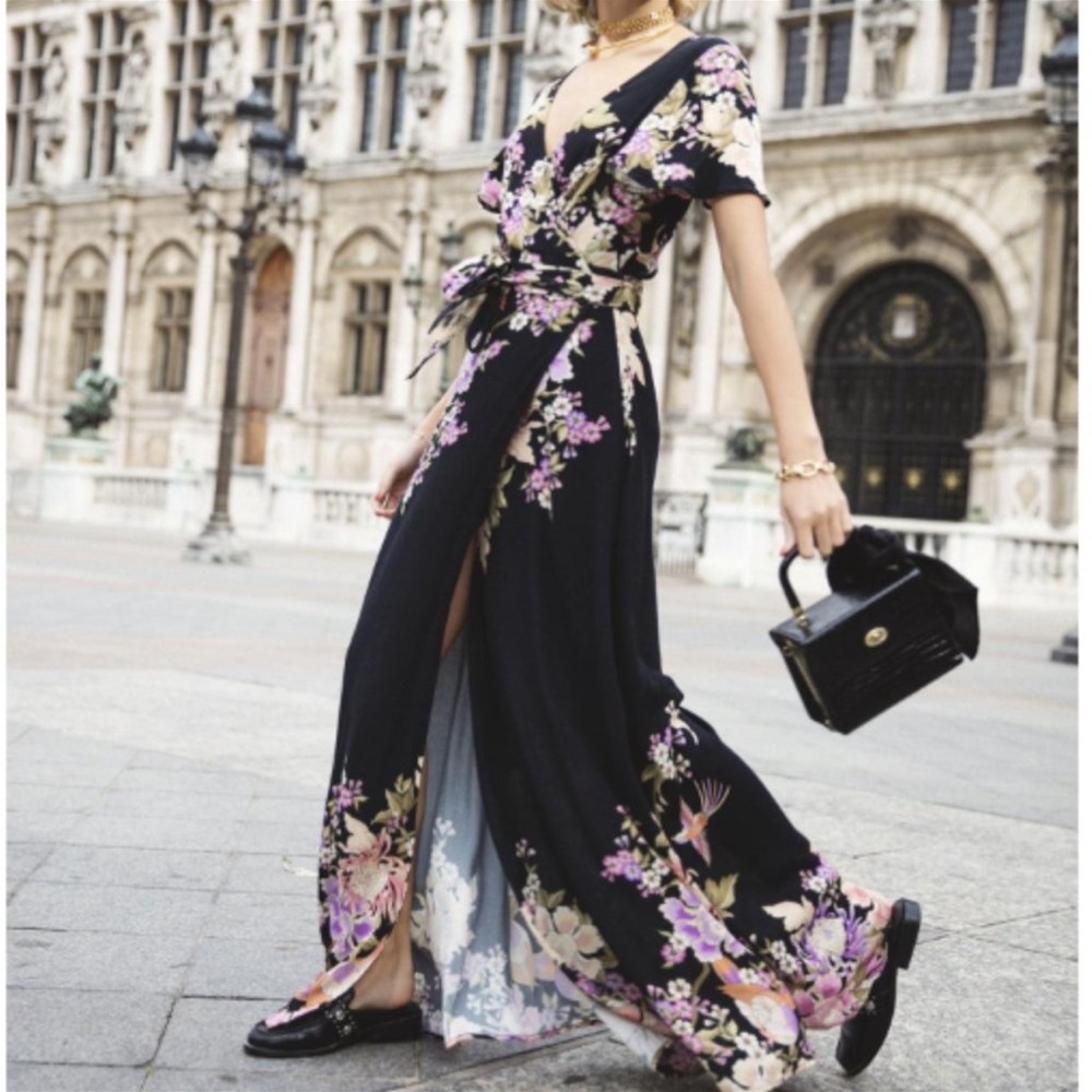 ❤️🌒🌕🌘Spell & the Gypsy Collective Blue Skies Wrap Maxi Dress medium in BLACK